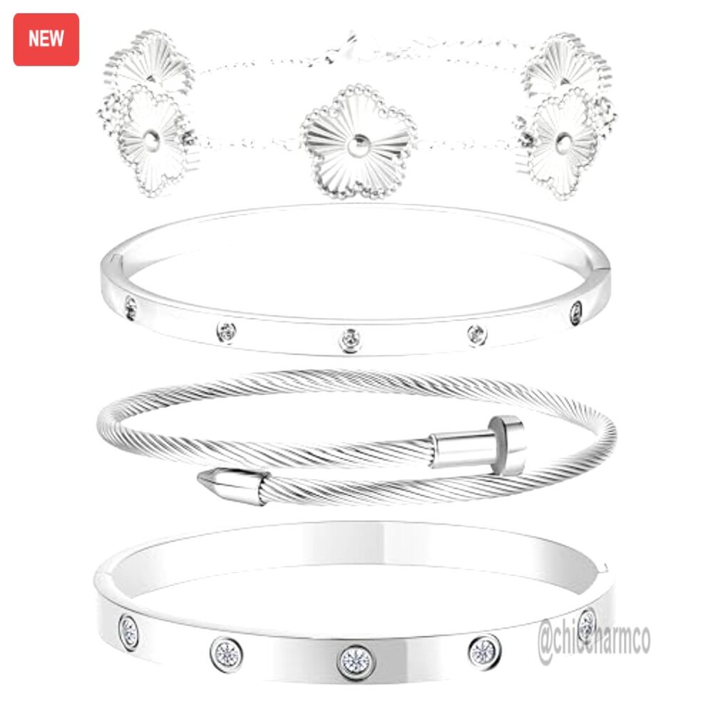 Stackable Gold Plated Bangle Set, Stainless Steel… - image 2